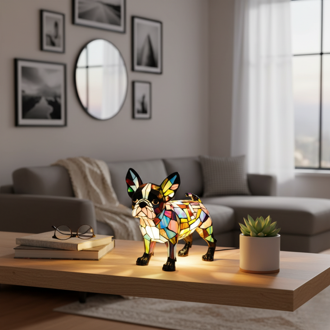 Sofisticación del Boston Terrier: luz suave para tu hogar