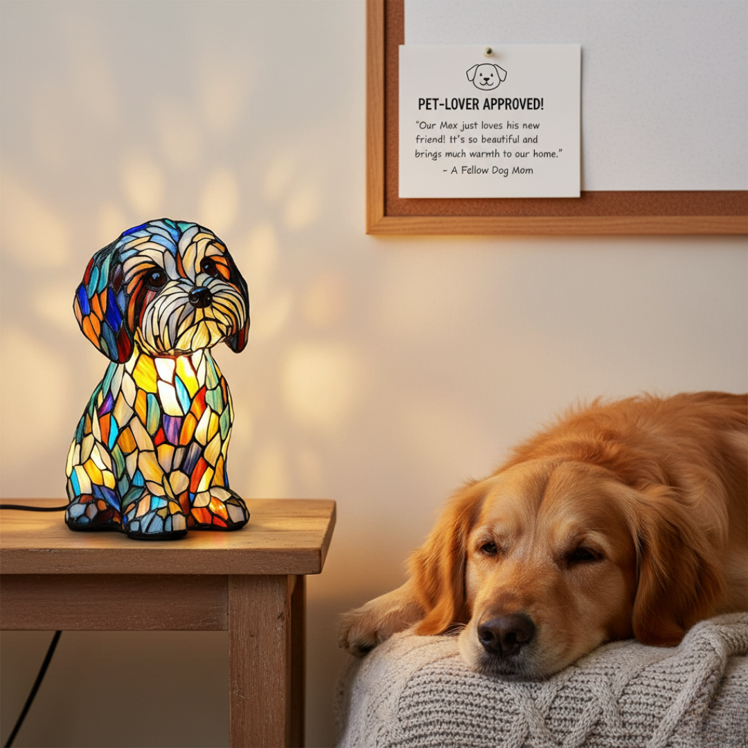 Compañeros Caninos Luminosos con Luz de Vidriera