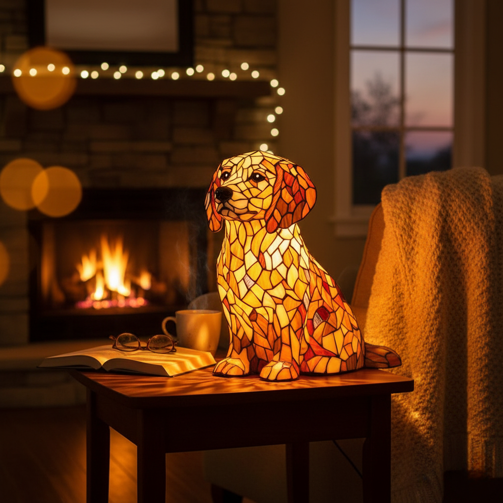Escultura Golden Retriever em Estilo Espiritual