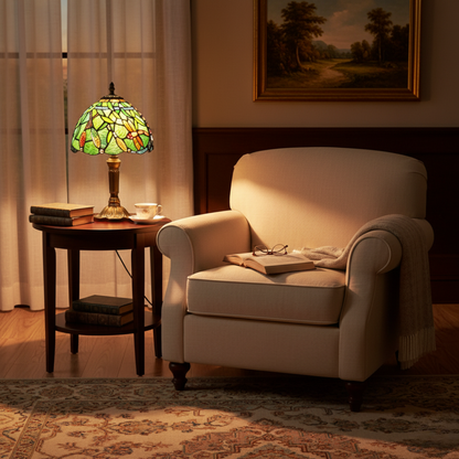 Lámpara de mesa LED estilo vitral mediterráneo
