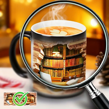 Encantadora Taza de Cerámica con Efecto Térmico para Amantes de los Libros